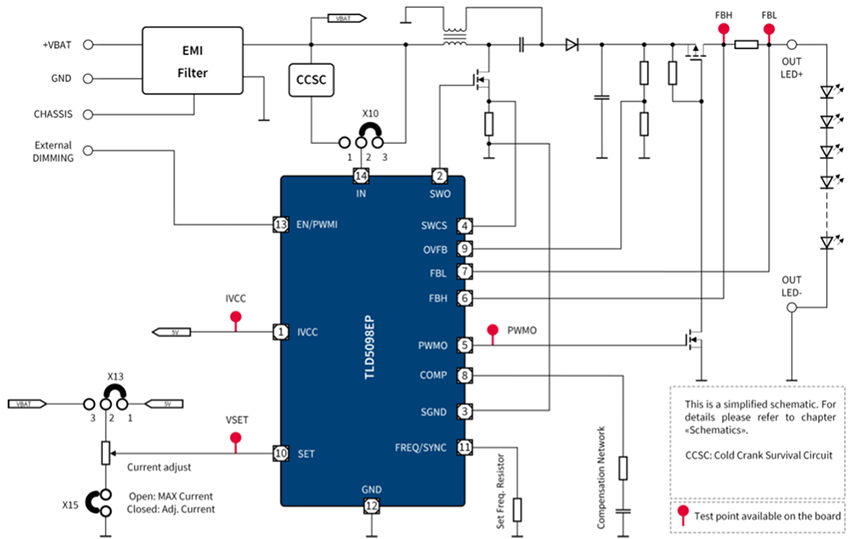 Schéma - Infineon Technologies Carte d'évaluation TLD5098EP_SEPIC